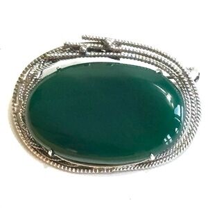 Elegant Green and Silver Brooch
